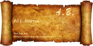 Ali Barna névjegykártya