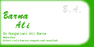 barna ali business card